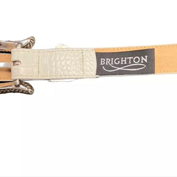 Brighton white crocodile pattern leather belt. Classic. Small. - Picture 4 of 6